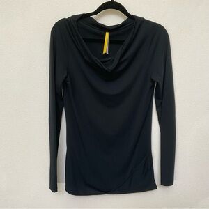 Lole Merino Wool Blend Black Drape Neck Long Sleeve Size Small